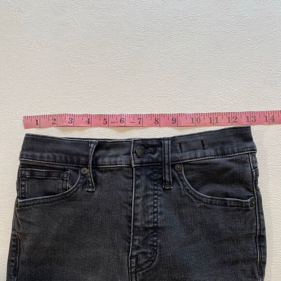 Madewell Black Skinny Jeans Distressed Raw Hem Stretch Denim - Picture 4 of 11